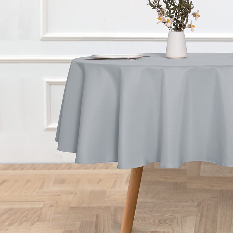 sancua Round Tablecloth - 60 Inch - Water Resistant Spill Proof Washable Polyester Table Cloth Decorative Fabric Table Cover for Dining Tables  Buffet Parties and Camping  Silver Grey - Image 2